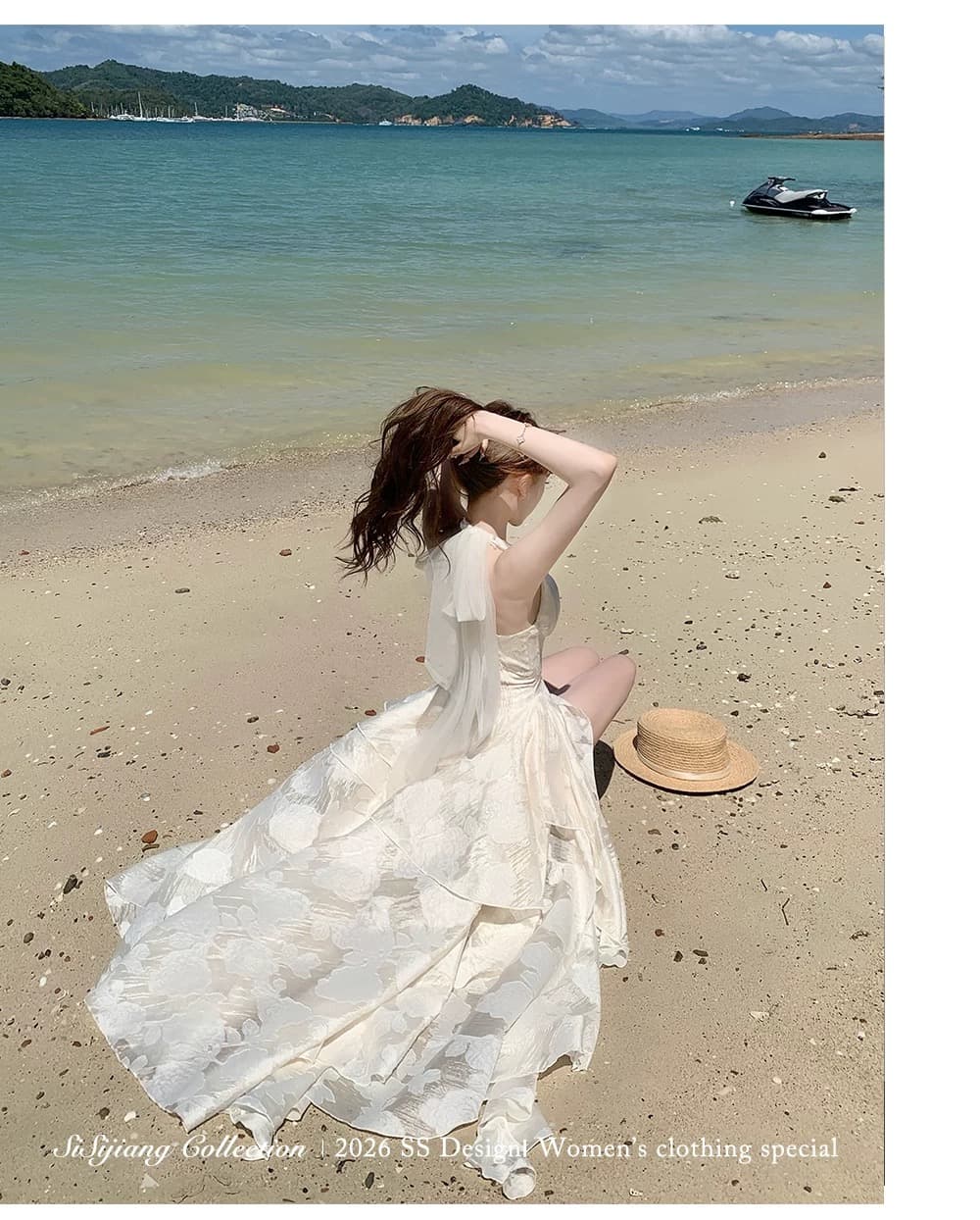 sisi jiang 달 그림자 유리 프랑스식 우아함 허리 수축 휴가 망사 자카드 품격 행침 목 롱 스커트 상세 이미지 10