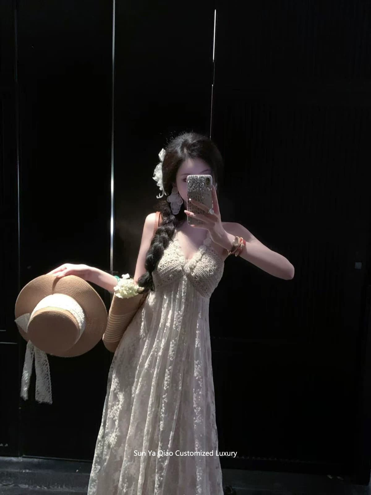 sun 우아한 조 안개 섬 들어라. 바람 여름 해변가 해변 자수 휴가 바람 드레스 맨위 긴 바지 세트 상세 이미지 18