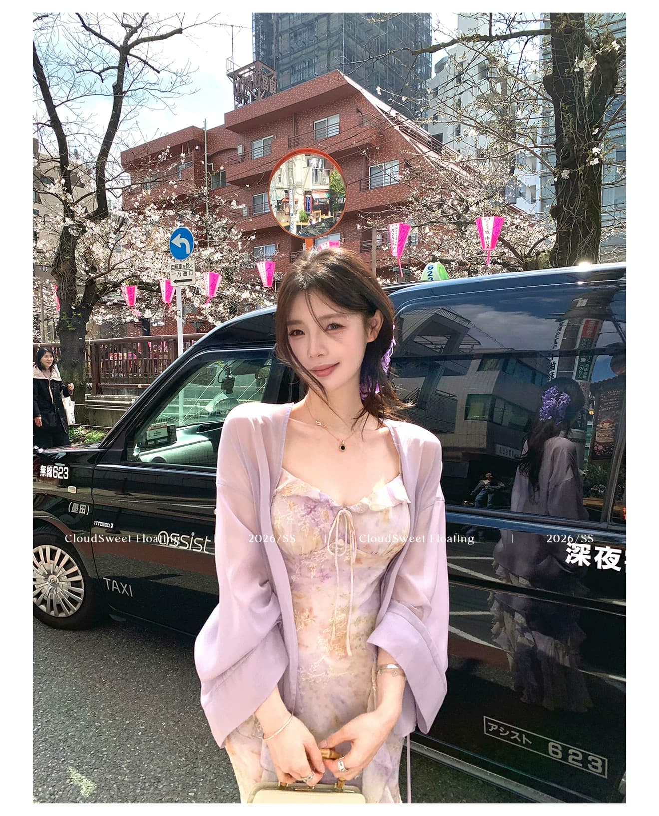 cloudsweet 흰 구름 달콤한 섬유 꽃 묻기 새로운 중식 드레스 자카드 자수 슬립 드레스 여름 보라색 롱 스커트 상세 이미지 17