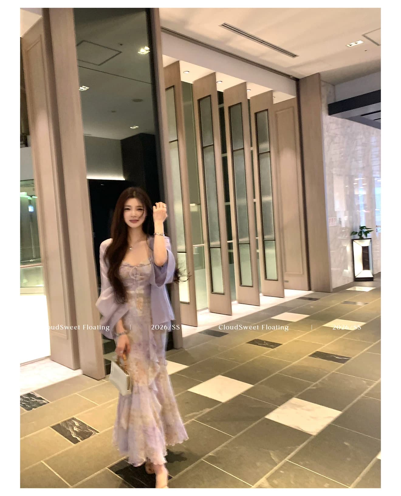 cloudsweet 흰 구름 달콤한 섬유 꽃 묻기 새로운 중식 드레스 자카드 자수 슬립 드레스 여름 보라색 롱 스커트 상세 이미지 29