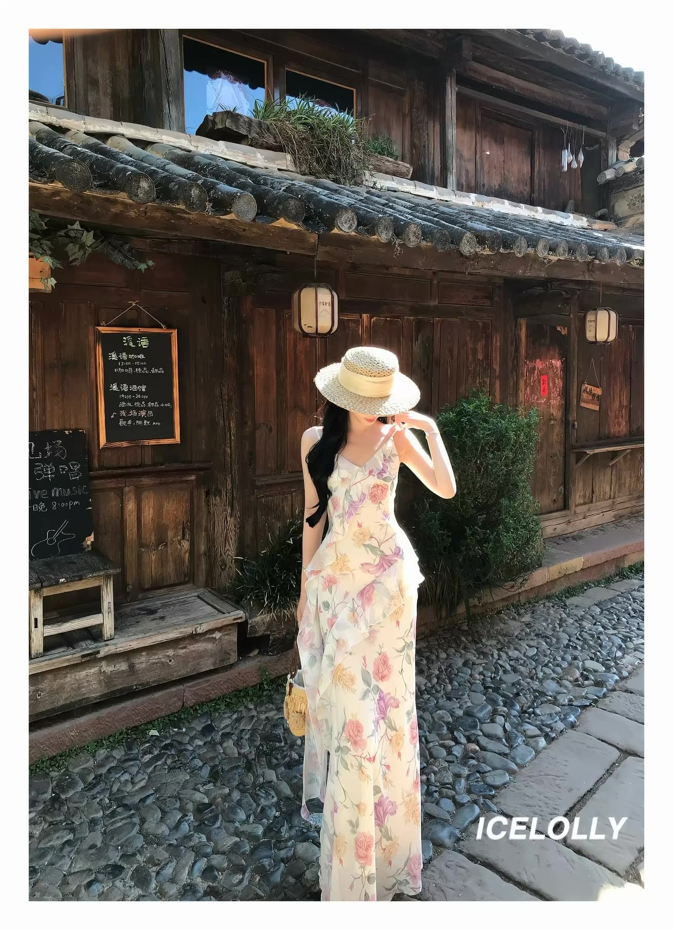 icelolly 해변가 착용 가져 가라. 녹색 꽃무늬 허리 수축 슬립 여성 드레스 초여름 특별 아름다운 꼬집기 허리 치마 상세 이미지 29