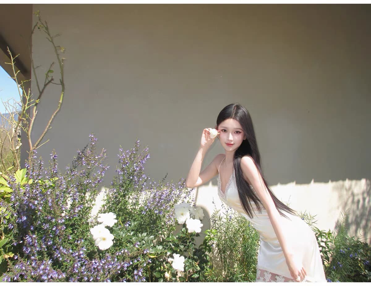 jayky yang 떠 다니는 그림자 달빛 새틴 도루 센스 슬립 드레스 좋은 어깨끈 레이스 조각 롱 스커트 상세 이미지 27