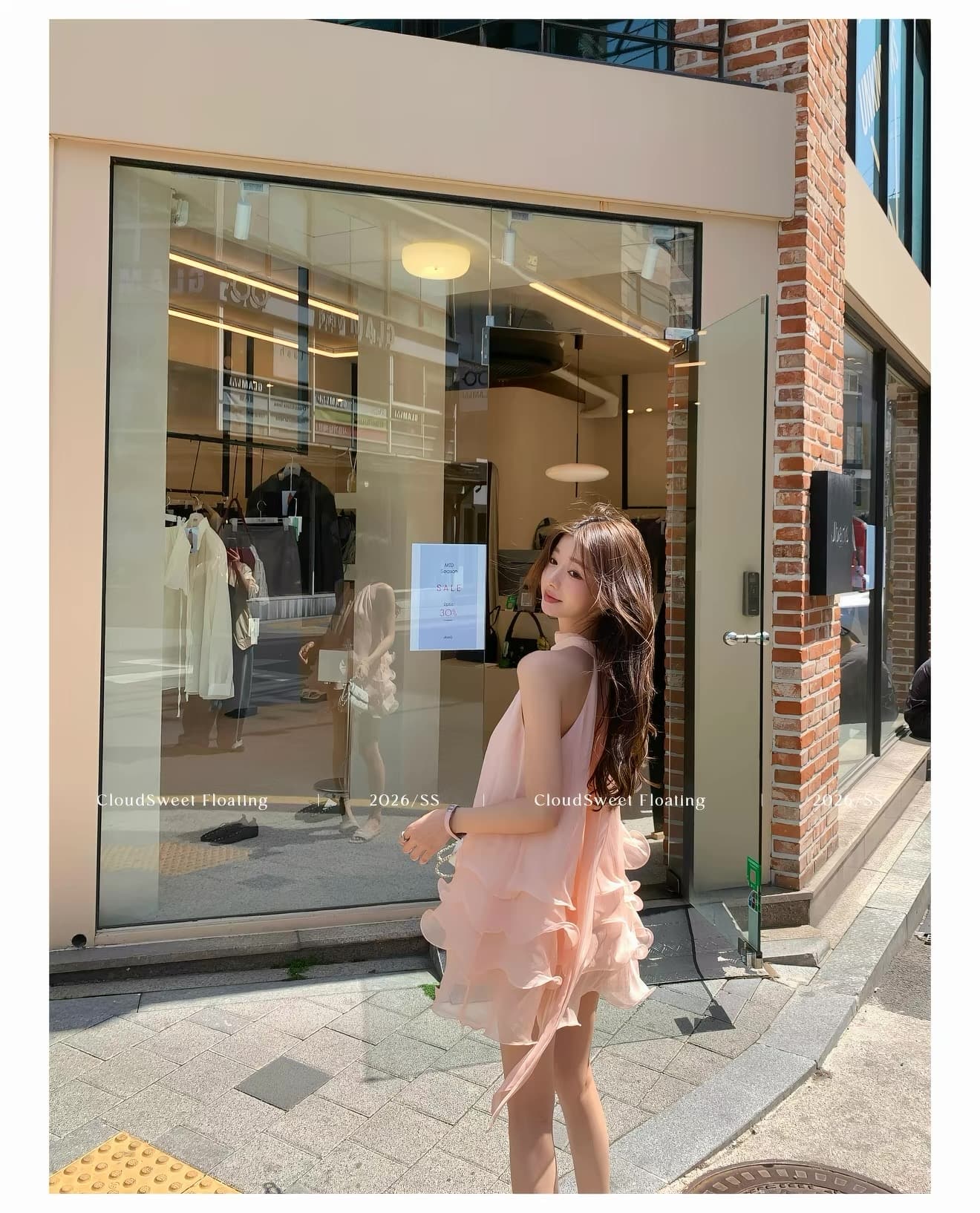 cloudsweet 흰 구름 달콤한 릴리 오브 더 밸리 여름 머리말 분위기 센스 핑크색 행침 목 드레스 민소매 쇼트 스타일 케이크 드레스 상세 이미지 30