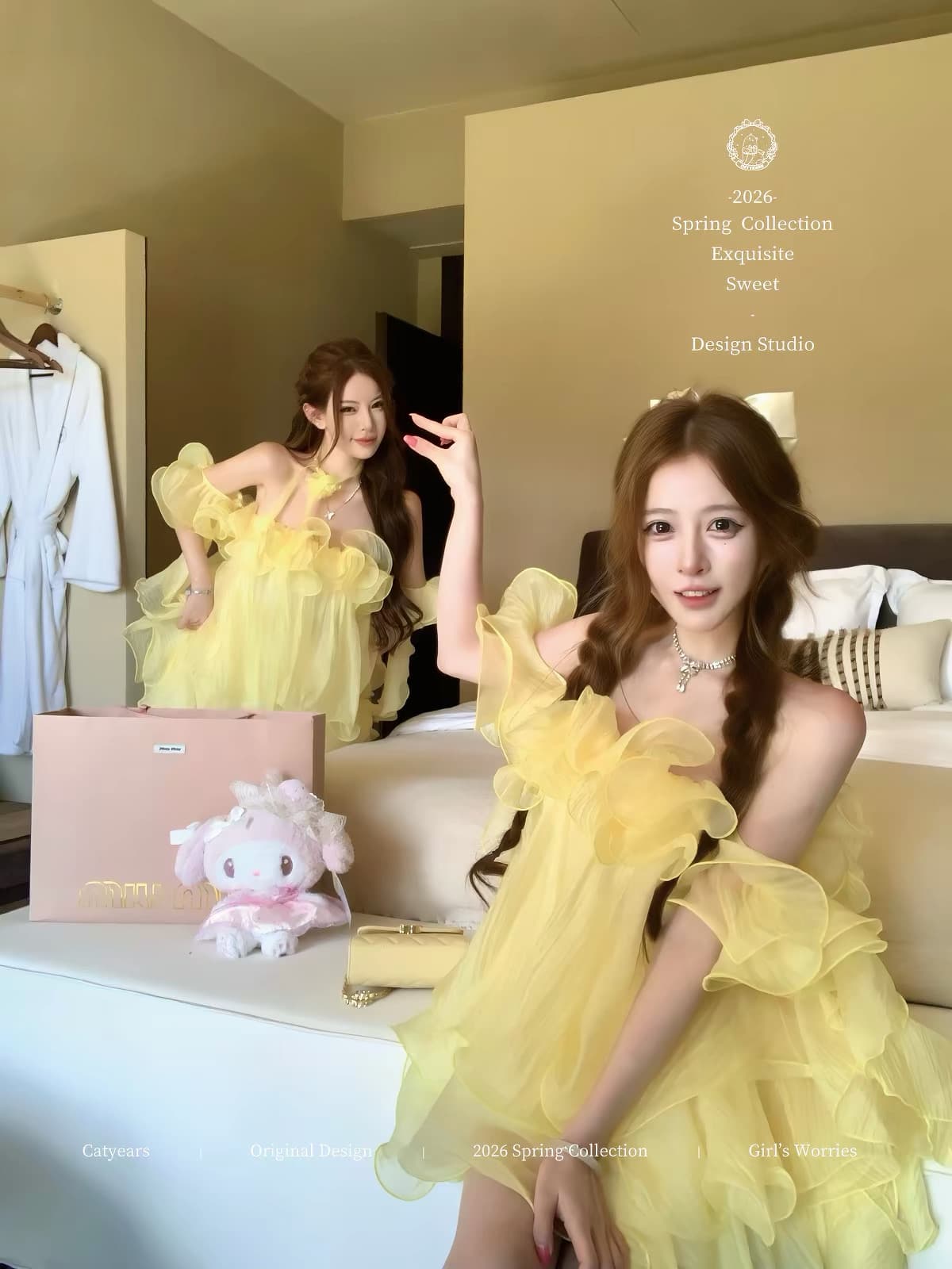 catyears 고양이 년 이상한 나라 그것 다리 분위기 센스 3 차원 프릴 질감 광택 요정 치마 여성 드레스 상세 이미지 25