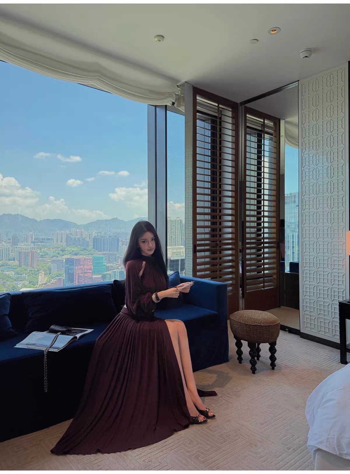 jayky yang 도론 장미 프랑스식 스탠드 칼라 백리스 맨위 펌프 Pleat 측면 트임 한 마디 반 스커트 세트 상세 이미지 29