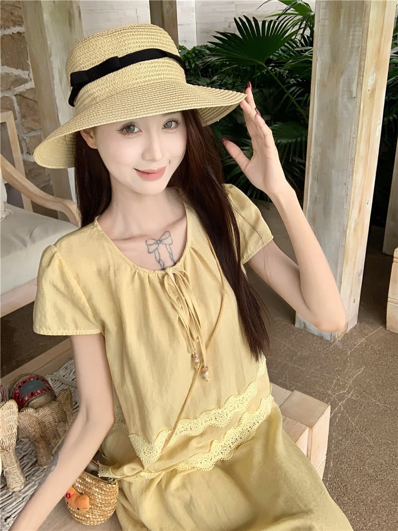 실사 프랑스식 루즈핏 달콤함 레이스 레이스 물결무늬 홀로우 아웃 계단식 품격 작은 대중 세트 상세 이미지 7