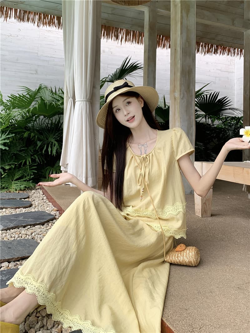 실사 프랑스식 루즈핏 달콤함 레이스 레이스 물결무늬 홀로우 아웃 계단식 품격 작은 대중 세트 상세 이미지 12