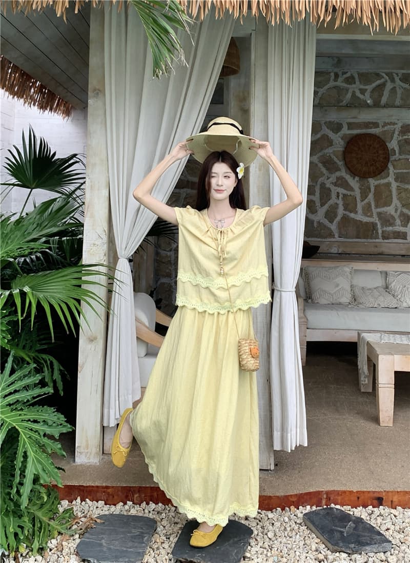 실사 프랑스식 루즈핏 달콤함 레이스 레이스 물결무늬 홀로우 아웃 계단식 품격 작은 대중 세트 상세 이미지 15