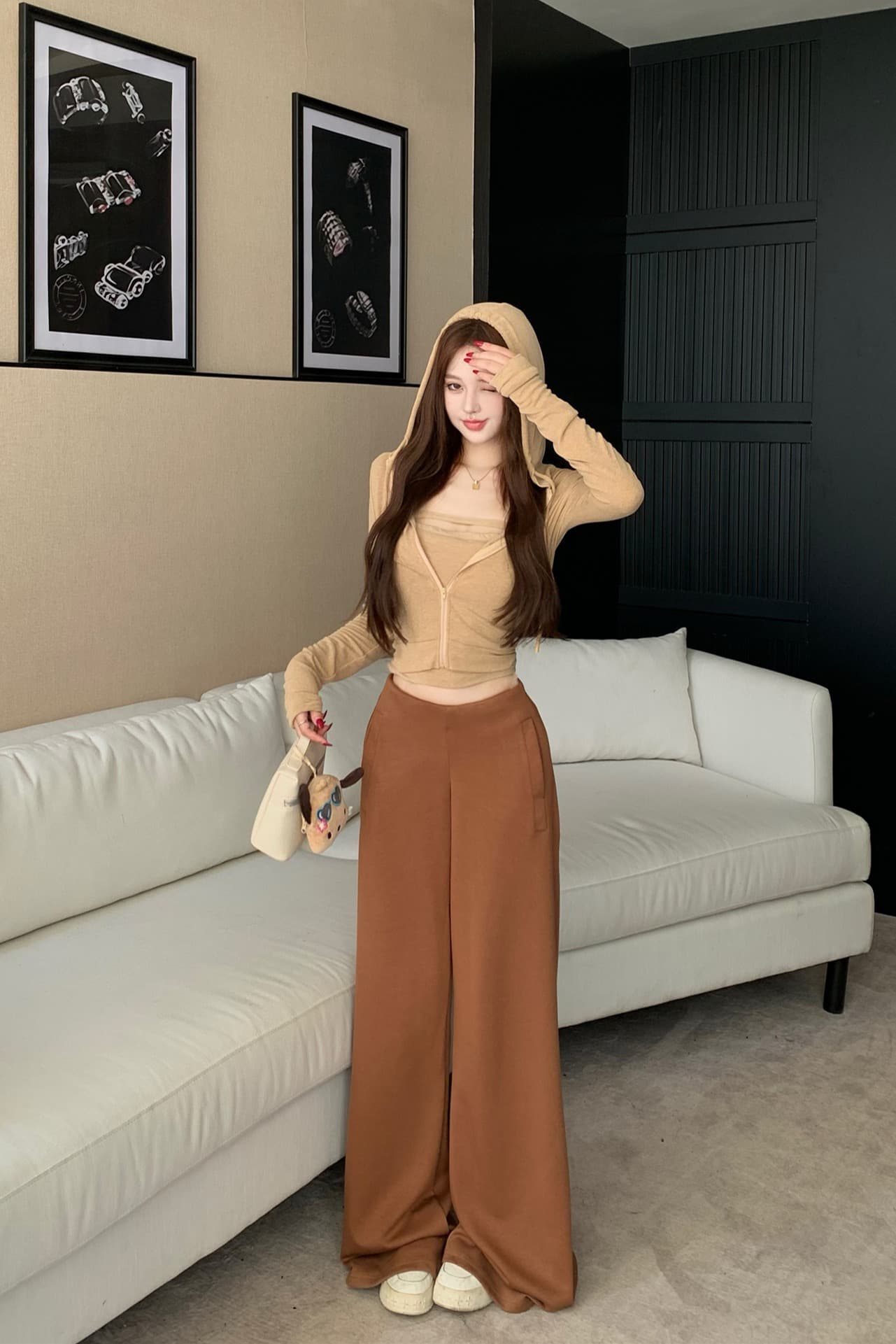 실사 인사이드 가져 가라. 조끼 후드 재킷 세트 공기 바지 캐주얼 바지 3종 세트 이미지 6