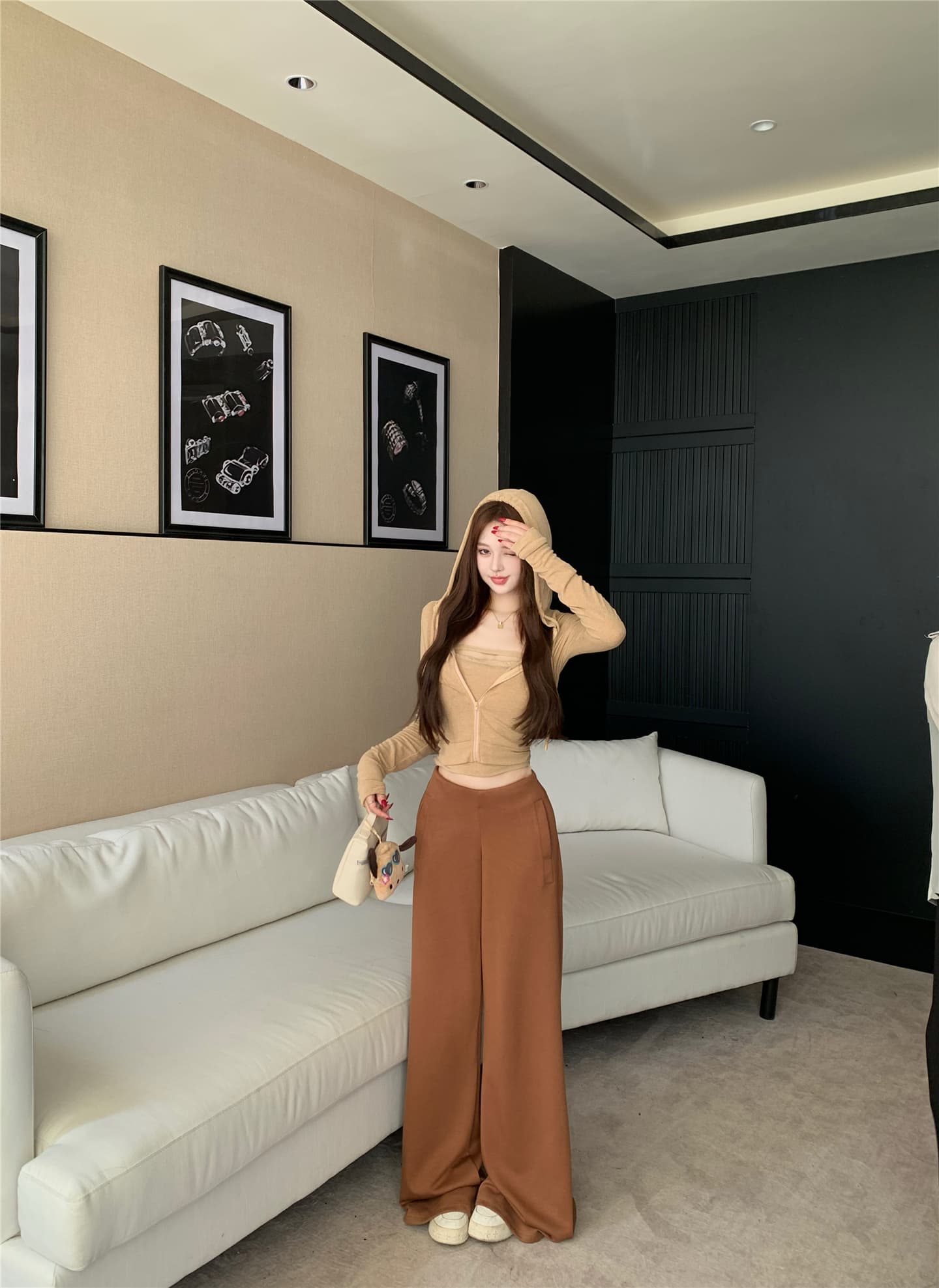실사 인사이드 가져 가라. 조끼 후드 재킷 세트 공기 바지 캐주얼 바지 3종 세트 상세 이미지 18