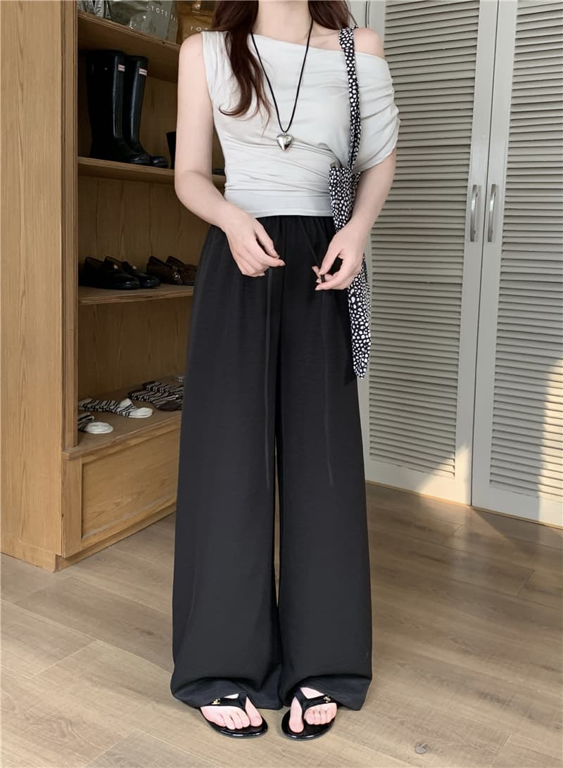 실사 여름 캐주얼 와이드 레그 팬츠 루즈핏 스트레이트 허리밴드 다용도 슬림해 보이는 바닥 청소 긴 바지 상세 이미지 23