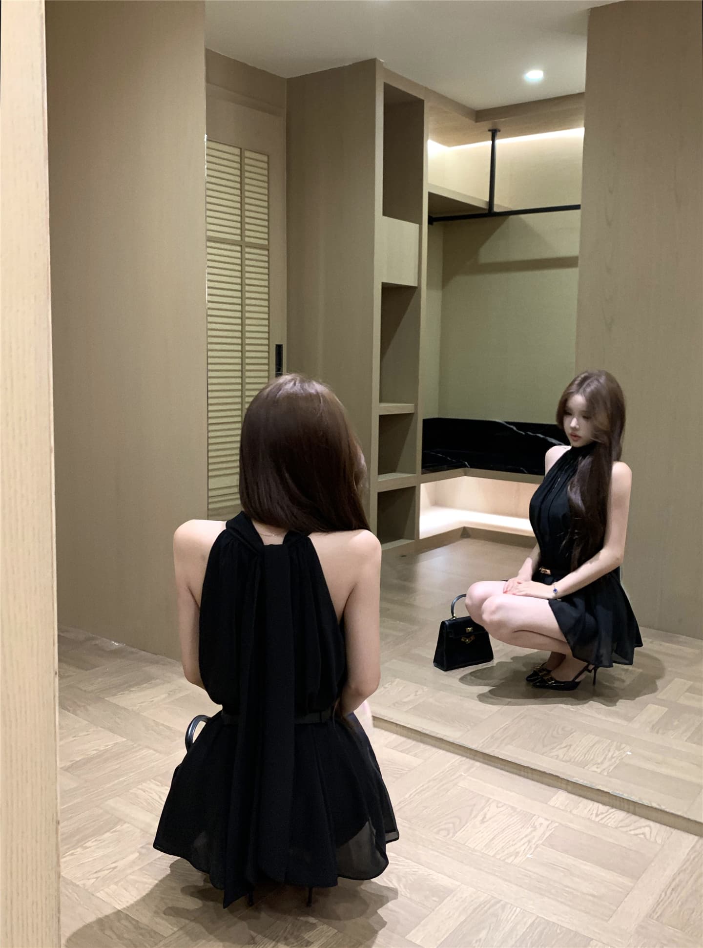 실사 여신 행침 목 리본 섹시함 다용도 쉬폰 톱 반바지 세트 벨트 포함 상세 이미지 13