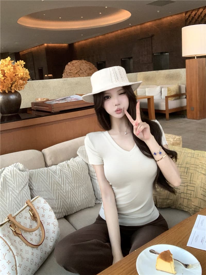 실사 순수한 욕망 산소 티셔츠 반팔 맨위 슬림해 보이는 품격 부츠컷 바지 투피스 세트 상세 이미지 27
