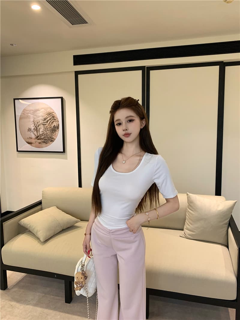 실사 대 u 칼라 수리 높이 폭탄 이슬 뼈의 반팔 맨위 모달 빈 가스 층 슬림해 보이는 얼음 가죽 마이크로 매운맛 바지 상세 이미지 6