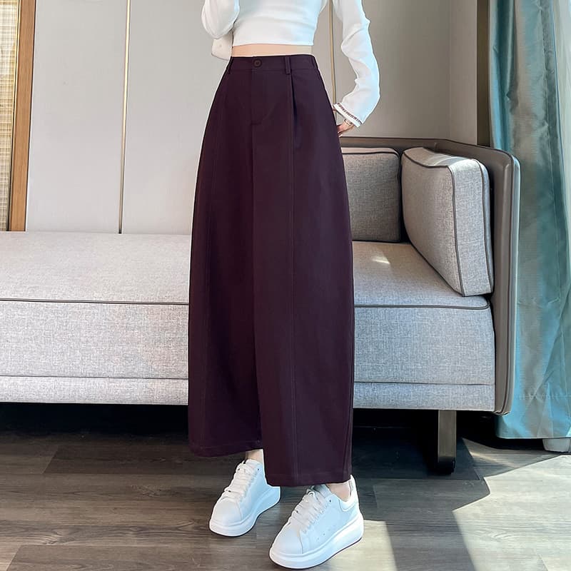 실사 가을 다용도 화이트 바지 면 100% 도루 가을 두부 바지 여성 9 포인트 루즈핏 넓은 다리 느긋한 캐주얼 바지