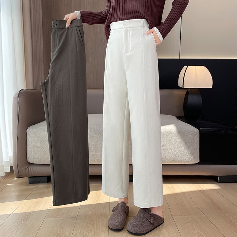 실사 2026 새로운 바지 코디 마틴 부츠 가을 작은 키 8 점 와이드 레그 팬츠 루즈핏 9 포인트 스트레이트 팬츠