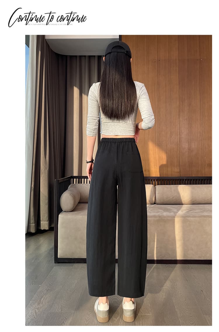실사 얼음 실크 면 린넨 와이드 레깅스 바지 2026 여름 얇은 스타일 라이 경기 서울 주간 실크 자외선 차단 스트레이트 9부 바지 상세 이미지 23