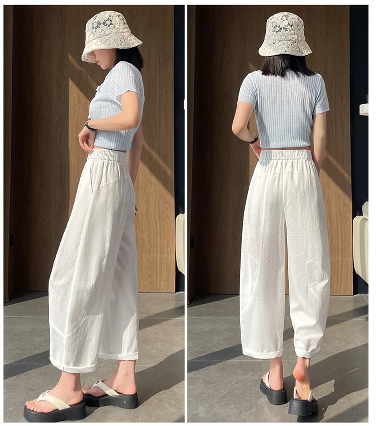 실사 바지 아이들 2026 새로운 느슨함 낫 넓은 다리 캐주얼 바지 아이들 화이트 다용도 9부 바지 상세 이미지 21