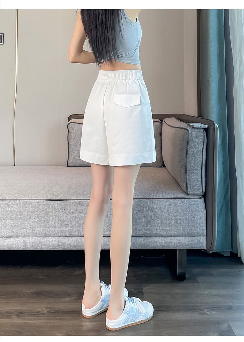 실사 새로운 한 마디 반바지 여성 여름 얇은 스타일 캐주얼 루즈핏 오부 바지 하이웨이스트 슬림해 보이는 다용도 정장 반바지 상세 이미지 30