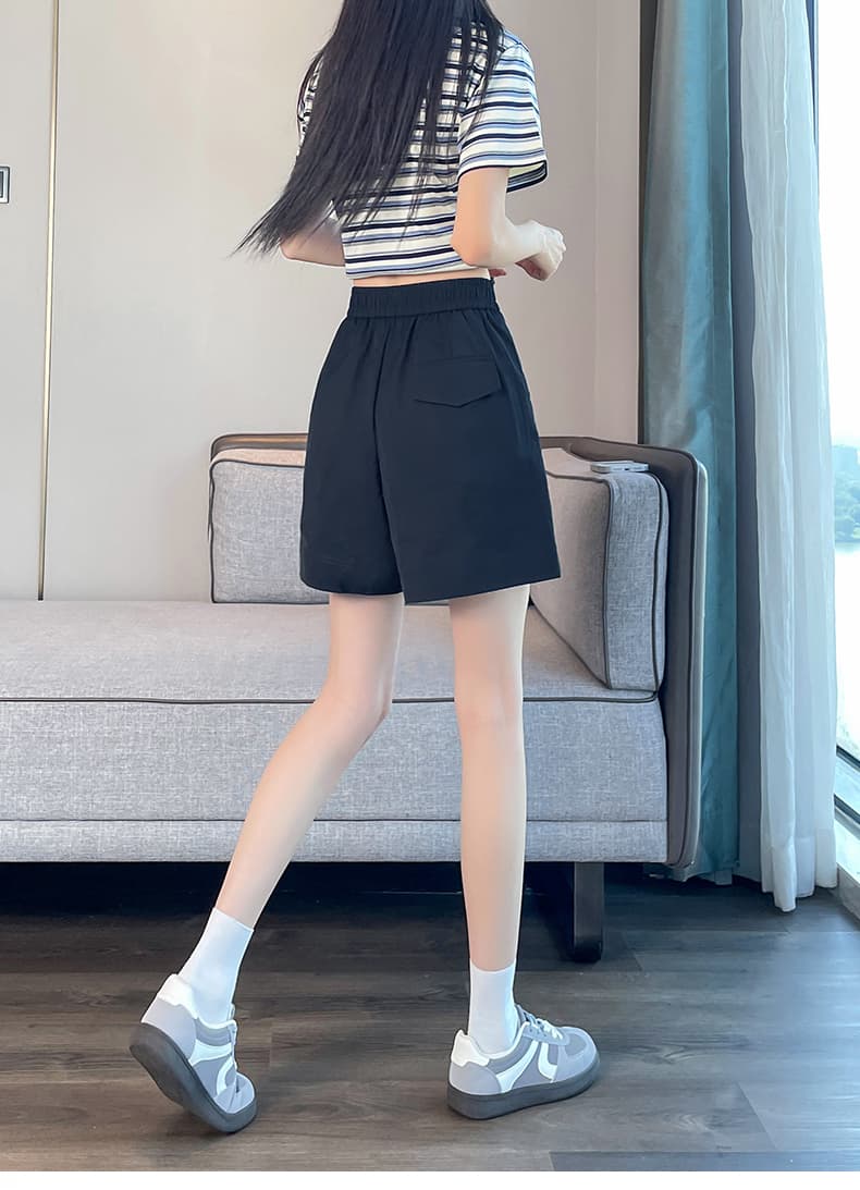 실사 새로운 한 마디 반바지 여성 여름 얇은 스타일 캐주얼 루즈핏 오부 바지 하이웨이스트 슬림해 보이는 다용도 정장 반바지 상세 이미지 34