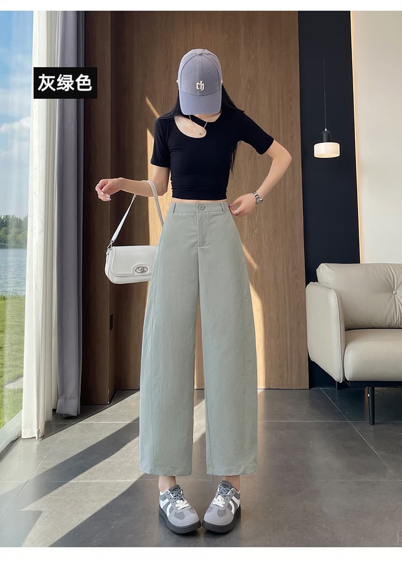 실사 새로운 바다 소금 종이 바지 와이드 레깅스 바지 여름 얇은 스타일 8 점 9부 바지 루즈핏 슬림해 보이는 캐주얼 스트레이트 팬츠 상세 이미지 30