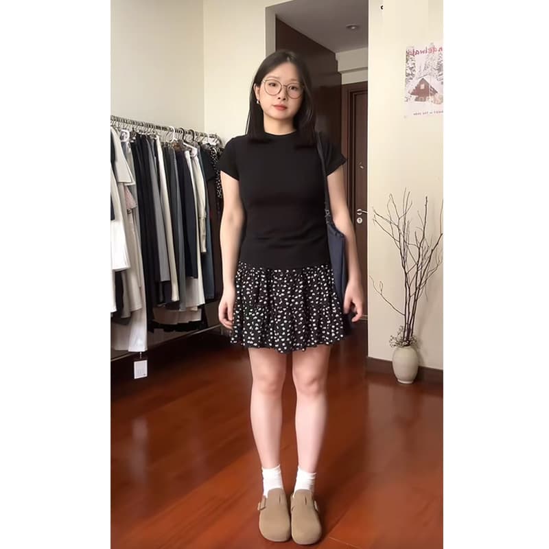 빅 사이즈 여성 의류 꽃무늬 케이크 미니 스커트 여성 하이웨이스트 여름 지방 mm 표지 배 슬림해 보이는 배 모양 몸 한 마디 반신 스커트 이미지 2