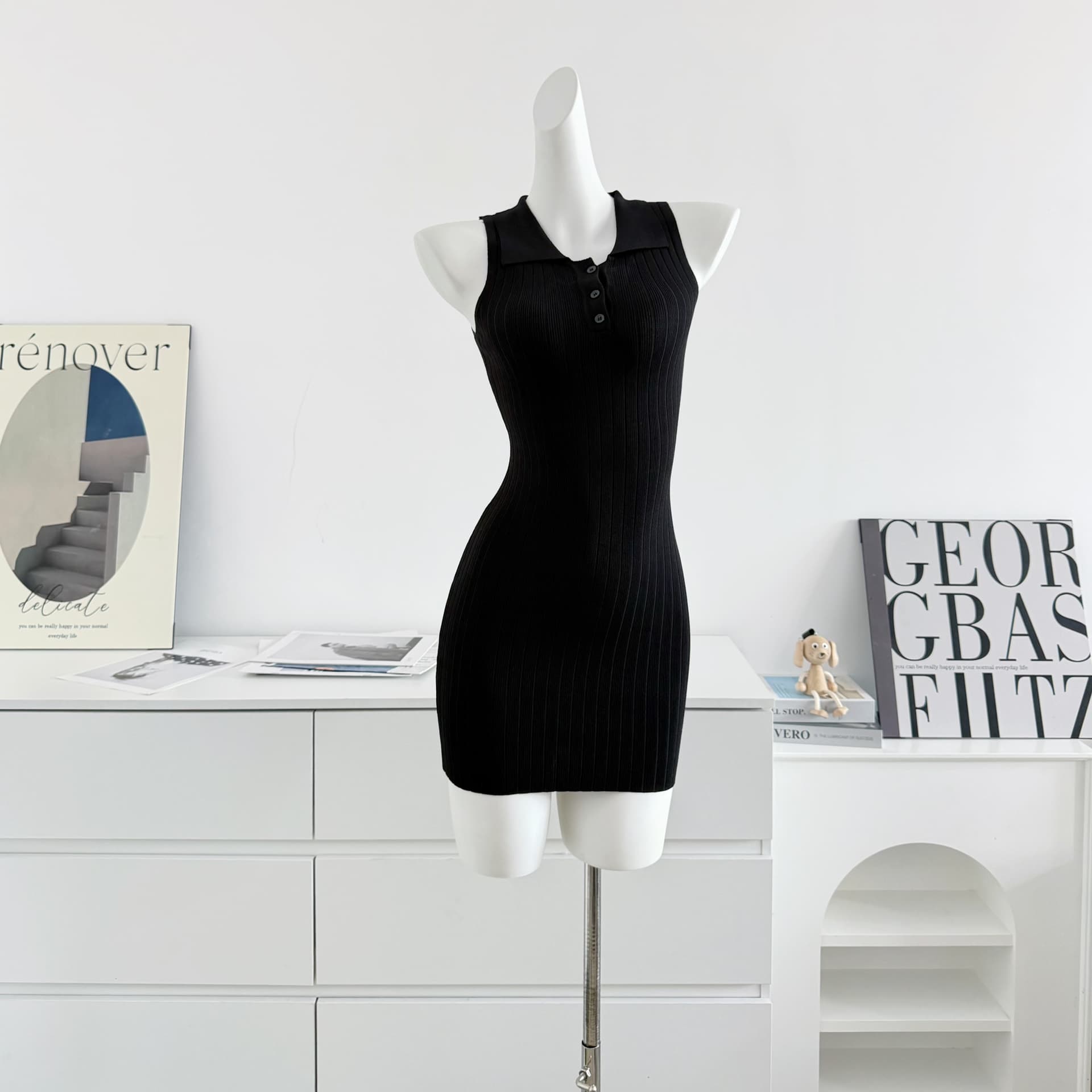fsrt shop 딸기 소프트 캔디 핑크색 폴로 칼라 민소매 조끼 여성 드레스 여름 타이트 스커트 천천히 여단 치마 상세 이미지 15