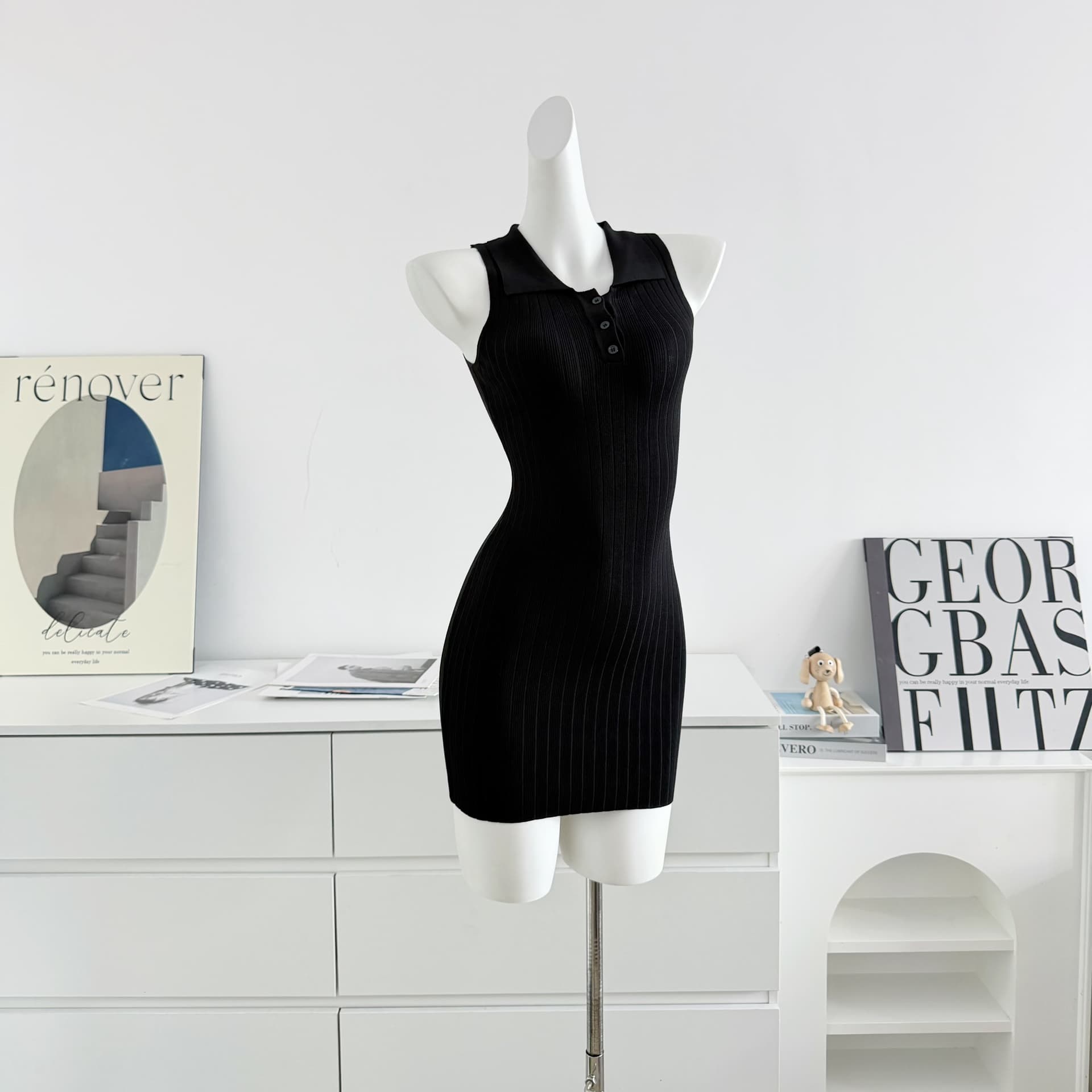 fsrt shop 딸기 소프트 캔디 핑크색 폴로 칼라 민소매 조끼 여성 드레스 여름 타이트 스커트 천천히 여단 치마 상세 이미지 16