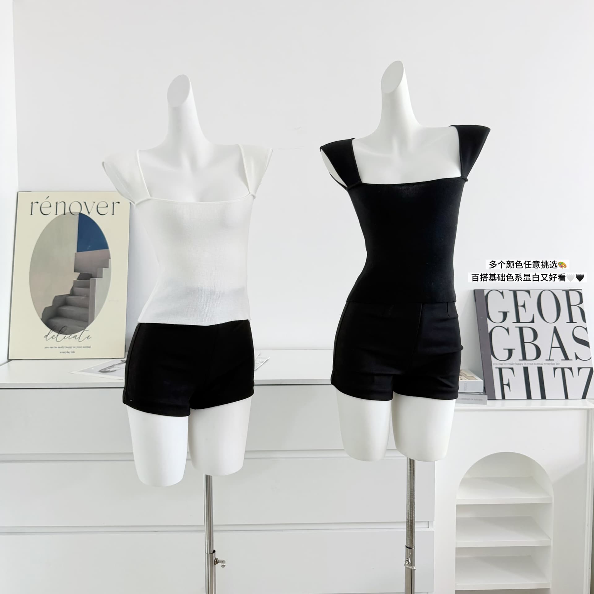 안녕하세요. 팬 팬 켄 콩 comfy 화이트 여성 품격 작은 날다 소매 니트 반팔 백리스 몸매 가꾸기 쇼트 스타일 맨위 이미지 4