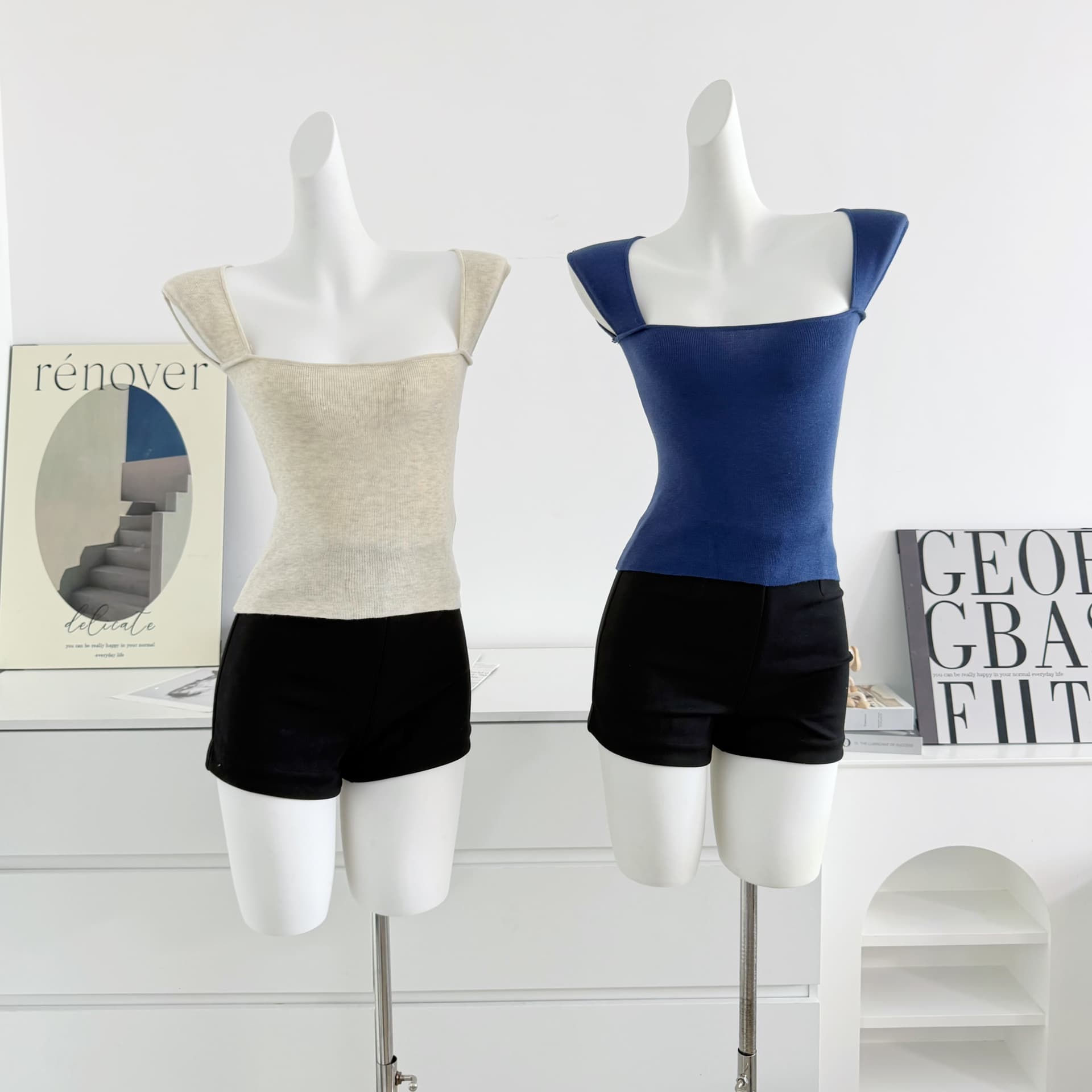 안녕하세요. 팬 팬 켄 콩 comfy 화이트 여성 품격 작은 날다 소매 니트 반팔 백리스 몸매 가꾸기 쇼트 스타일 맨위 상세 이미지 4