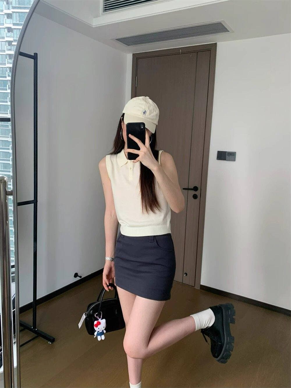 고급 센스 POLO 칼라 다용도 슬림해 보이는 조끼 여성 여름 새로운 오래된 돈 바람 외출용 민소매 니트 회색 맨위 상세 이미지 13
