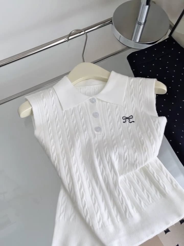 한 부서 달콤함 나비 매듭 자수 POLO 칼라 조끼 여성 여름 새로운 외출용 몸매 가꾸기 슬림해 보이는 민소매 작은 맨위 상세 이미지 2