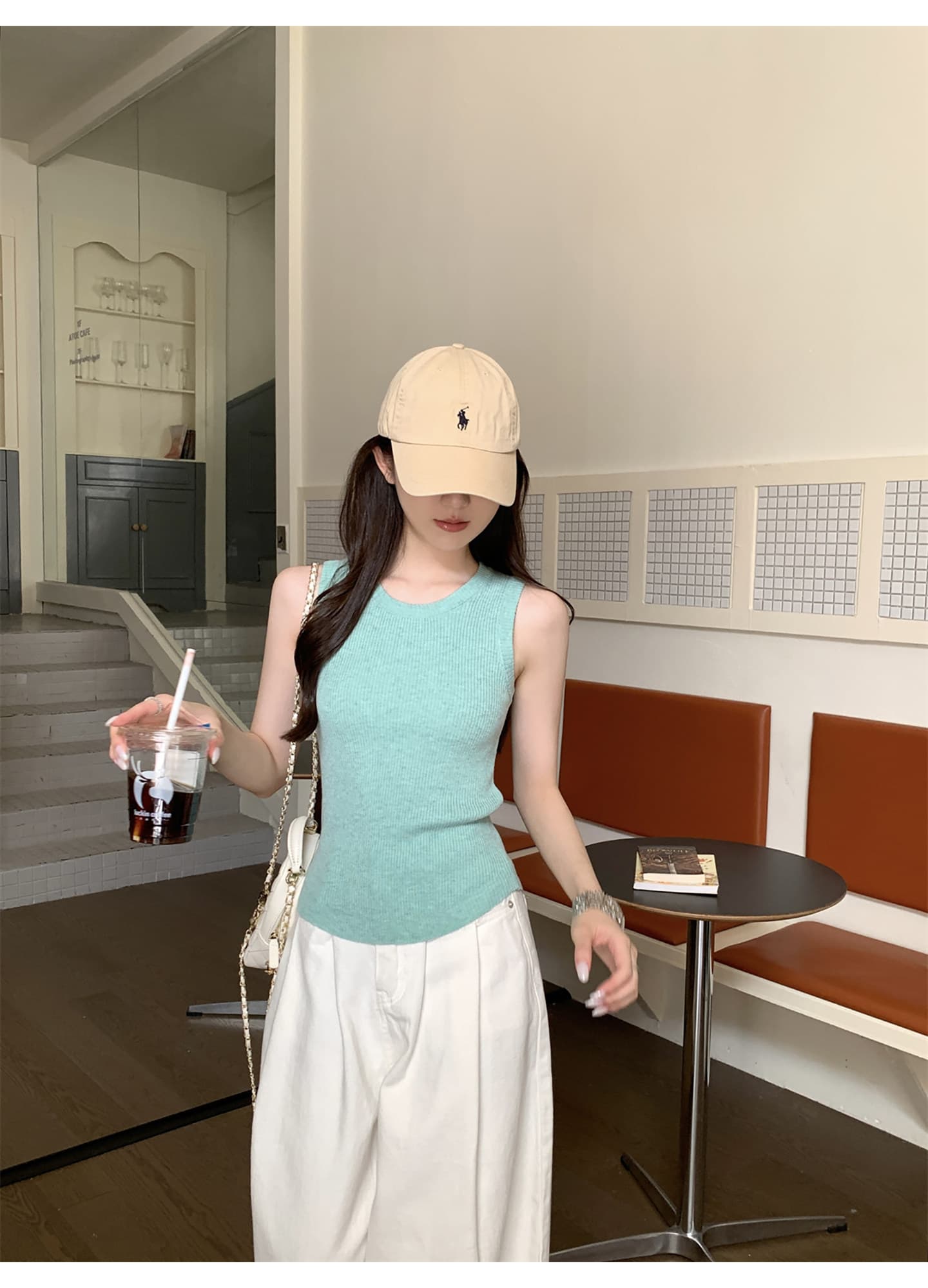 박하 남자 웨이브 바람 니트 조끼 여성 여름 외출용 얇은 스타일 몸매 가꾸기 만나는 맨위 슬림해 보이는 다용도 핫걸 슬립 상세 이미지 2