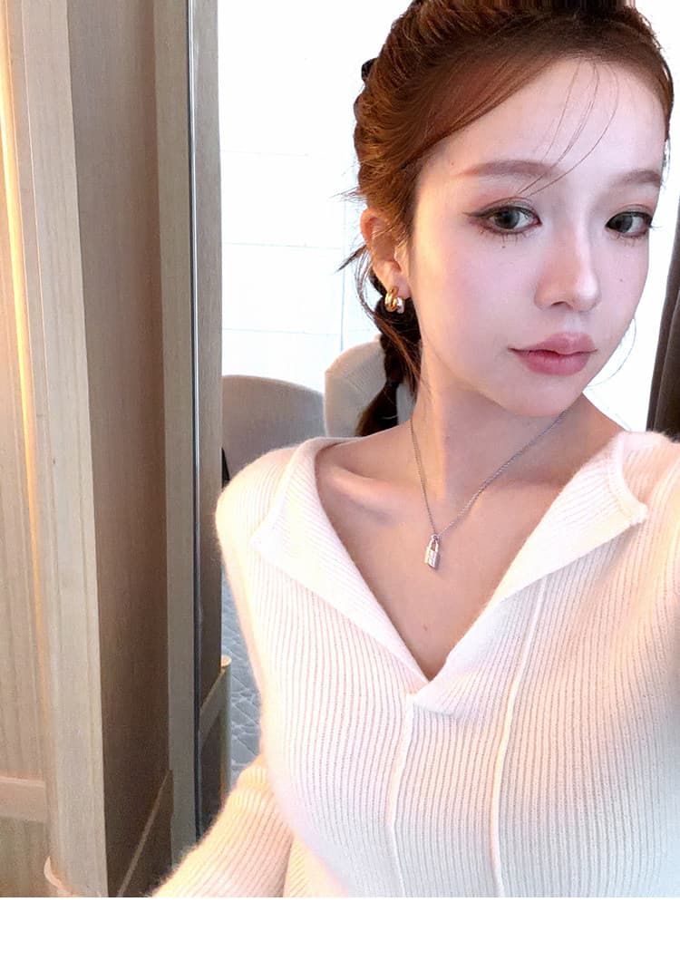 부드러운 찹쌀 폴로 칼라 스웨터 여성 겨울 몸매 가꾸기 긴팔 니트 맨위 상세 이미지 26
