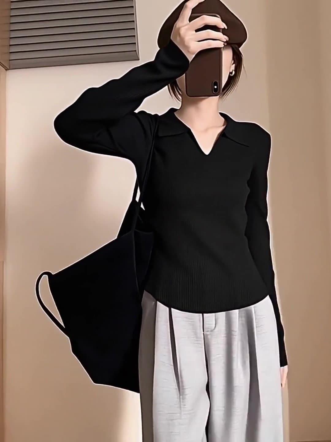 POLO 칼라 니트 스웨터 여성 2026 가을 새로운 얇은 스타일 인사이드 가져 가라. 스웨터 몸매 가꾸기 가을 겨울 V넥 맨위 기본 셔츠 상세 이미지 16
