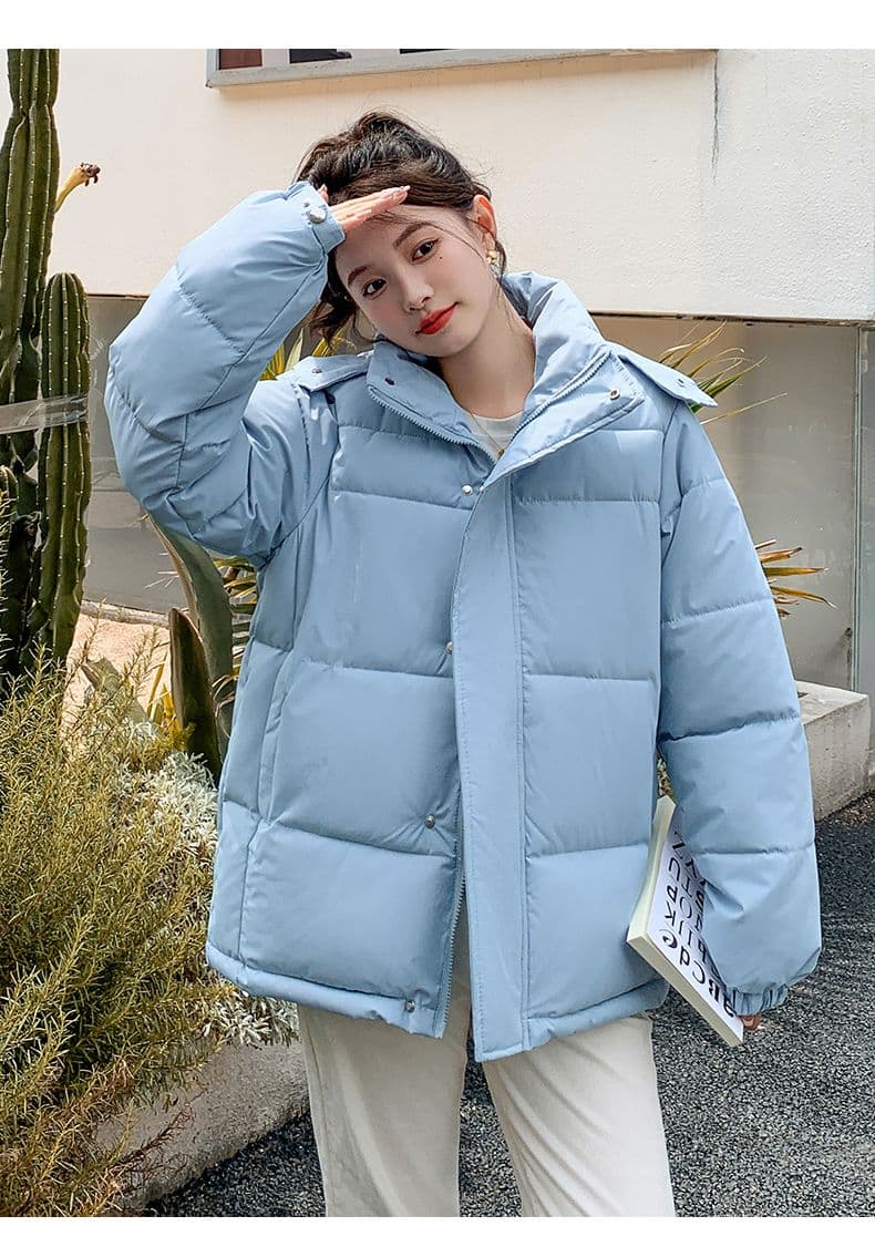 실사 미들 플레이 바람 면 의류 수 있습니다. 철거 모자 캐주얼 남녀 웨어러블 미니멀리즘 루즈핏 종류 후드 다운 재킷 상세 이미지 23