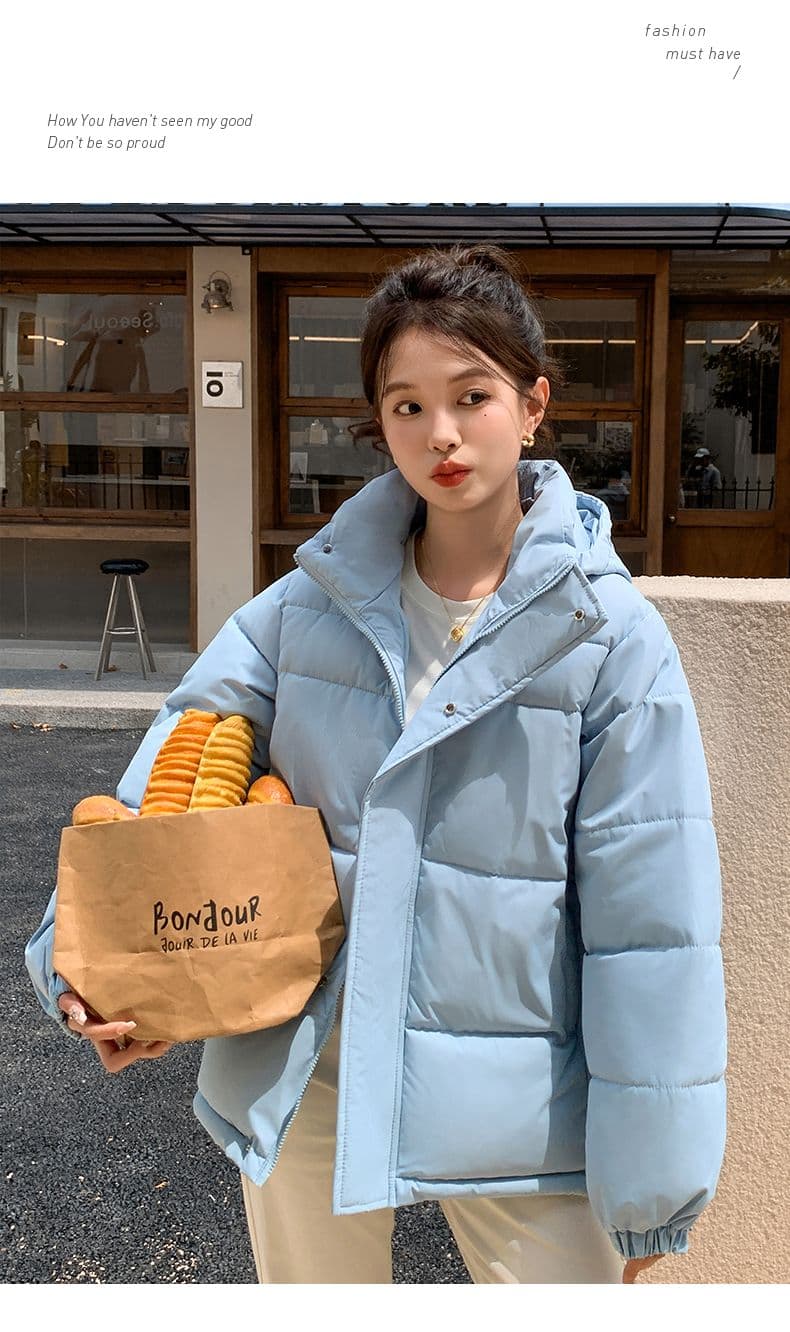 실사 미들 플레이 바람 면 의류 수 있습니다. 철거 모자 캐주얼 남녀 웨어러블 미니멀리즘 루즈핏 종류 후드 다운 재킷 상세 이미지 27