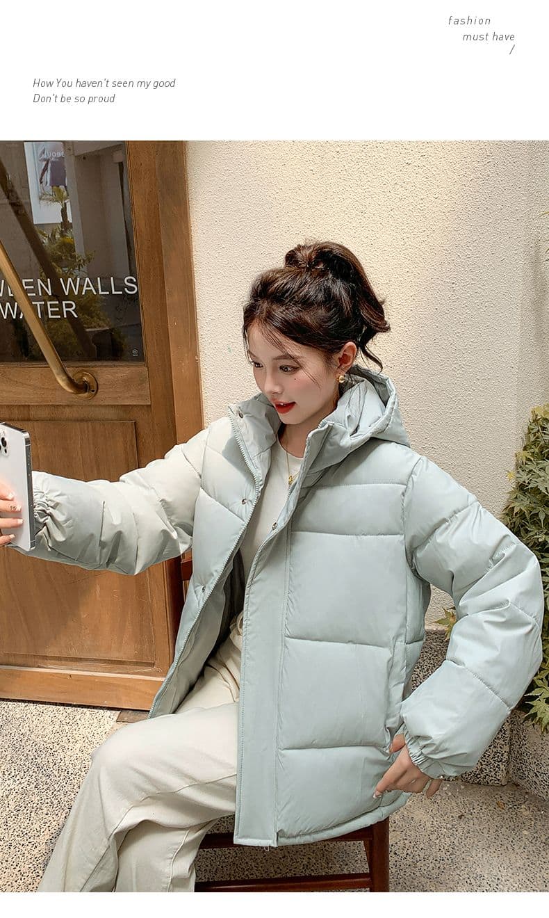 실사 미들 플레이 바람 면 의류 수 있습니다. 철거 모자 캐주얼 남녀 웨어러블 미니멀리즘 루즈핏 종류 후드 다운 재킷 상세 이미지 35
