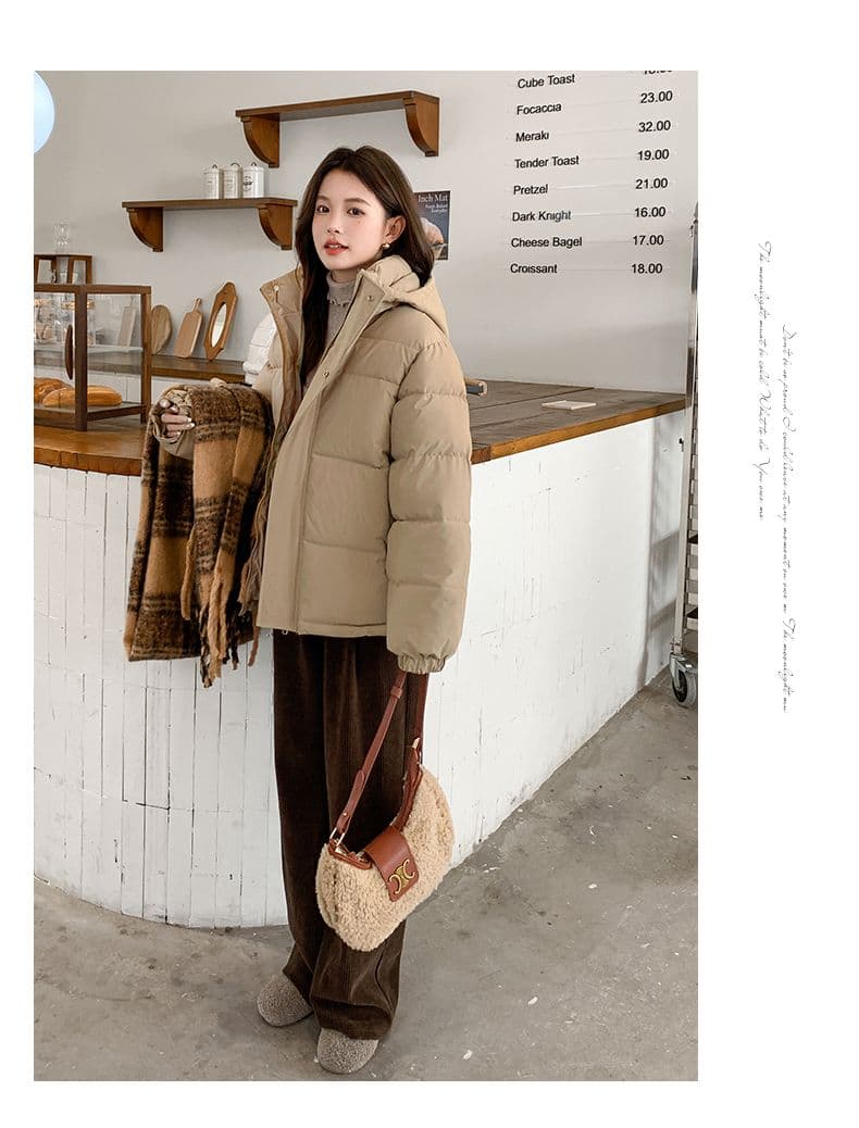 실사 미들 플레이 바람 면 의류 수 있습니다. 철거 모자 캐주얼 남녀 웨어러블 미니멀리즘 루즈핏 종류 후드 다운 재킷 상세 이미지 50