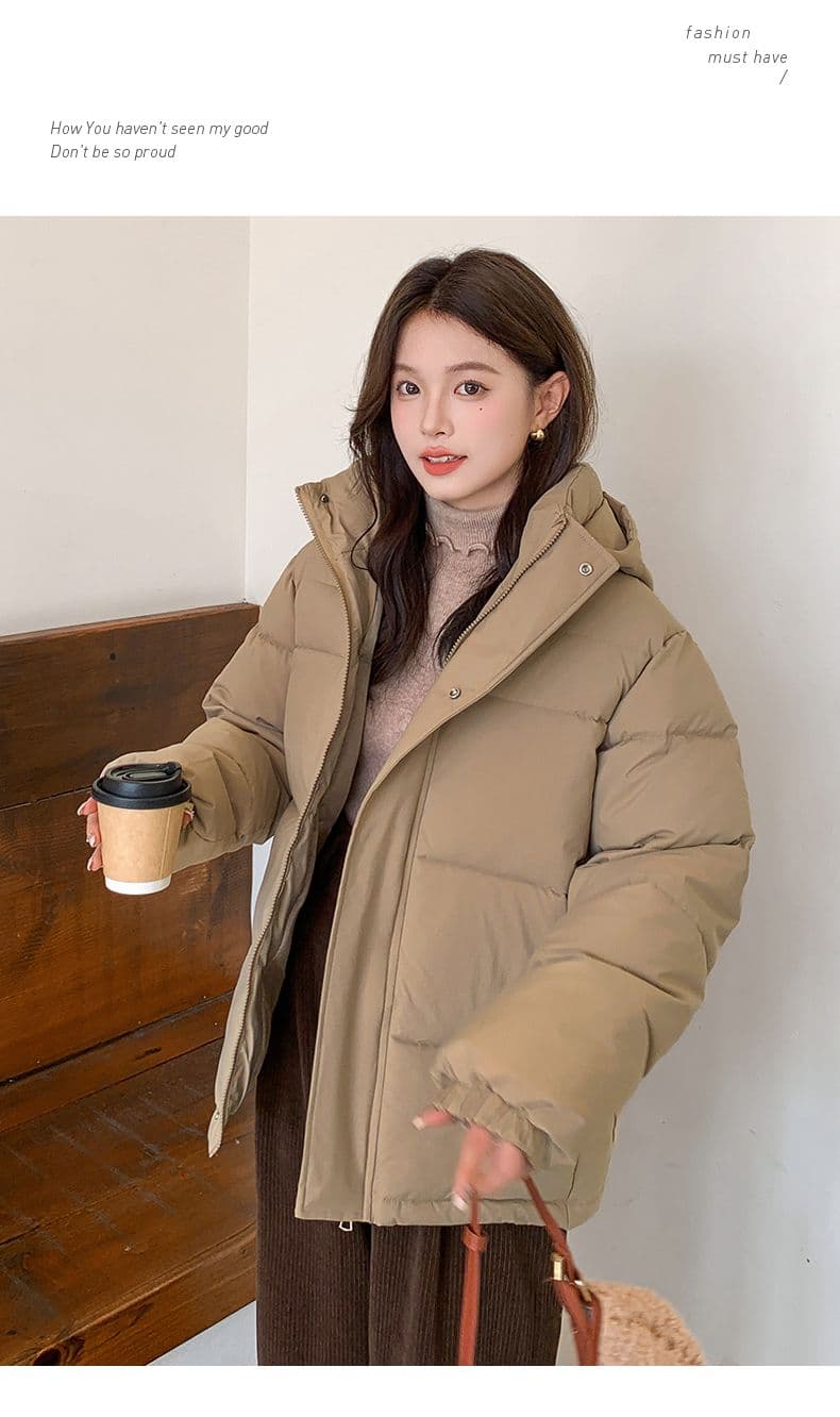 실사 미들 플레이 바람 면 의류 수 있습니다. 철거 모자 캐주얼 남녀 웨어러블 미니멀리즘 루즈핏 종류 후드 다운 재킷 상세 이미지 51
