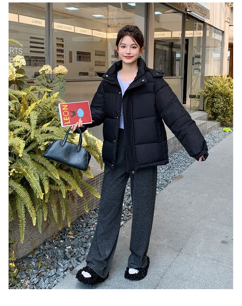실사 미들 플레이 바람 면 의류 수 있습니다. 철거 모자 캐주얼 남녀 웨어러블 미니멀리즘 루즈핏 종류 후드 다운 재킷 상세 이미지 57
