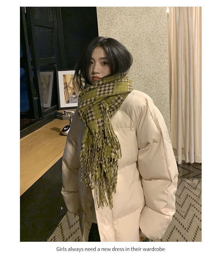주황색 서브 트리 어디 삽입 어깨 소매 스탠드 칼라 면 의류 두꺼움 여성 코트 겨울 루즈핏 단색 면 옷 상세 이미지 2