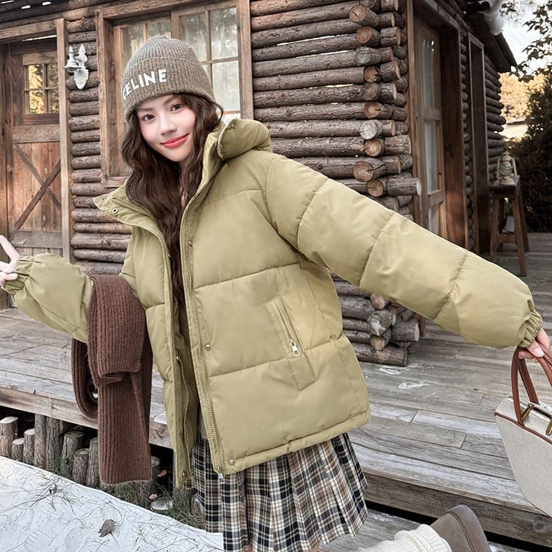 실사 빅 사이즈 면 의류 통통한 여동생 겨울 새로운 한국 스타일 루즈핏 두꺼운 패딩 재킷 작은 키 면 옷 이미지 2