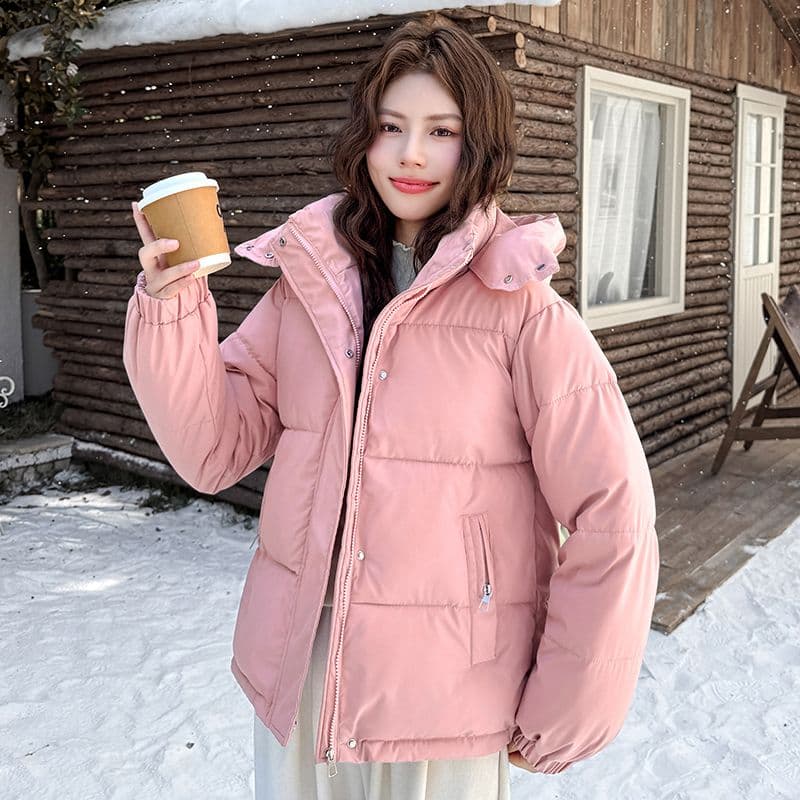 실사 빅 사이즈 면 의류 통통한 여동생 겨울 새로운 한국 스타일 루즈핏 두꺼운 패딩 재킷 작은 키 면 옷 이미지 4