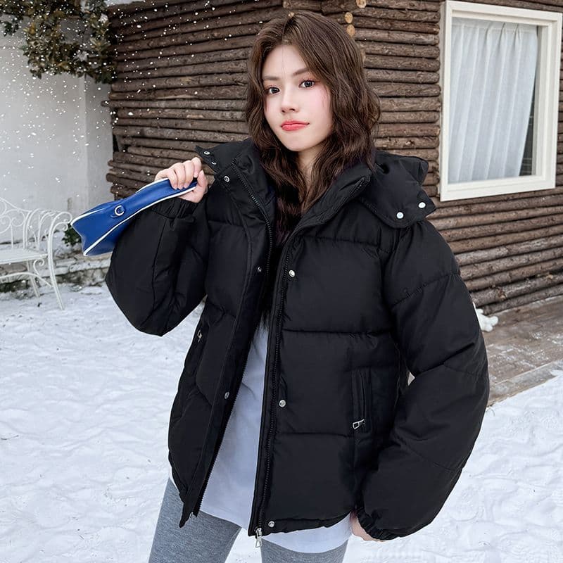 실사 빅 사이즈 면 의류 통통한 여동생 겨울 새로운 한국 스타일 루즈핏 두꺼운 패딩 재킷 작은 키 면 옷 이미지 3