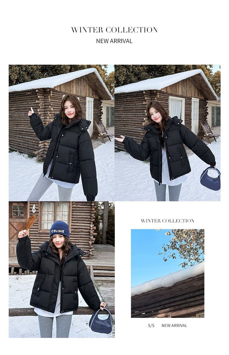 실사 빅 사이즈 면 의류 통통한 여동생 겨울 새로운 한국 스타일 루즈핏 두꺼운 패딩 재킷 작은 키 면 옷 상세 이미지 7