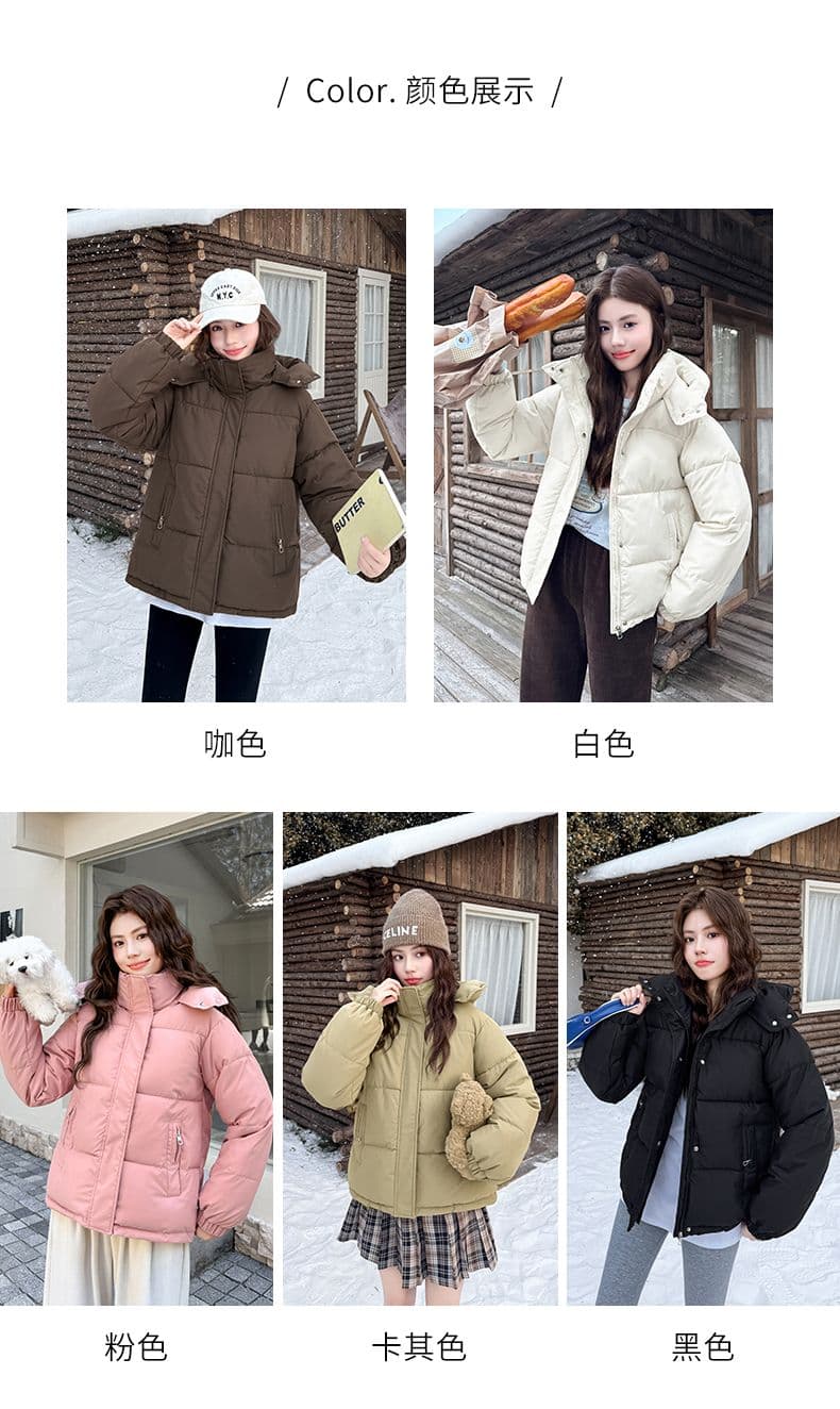 실사 빅 사이즈 면 의류 통통한 여동생 겨울 새로운 한국 스타일 루즈핏 두꺼운 패딩 재킷 작은 키 면 옷 상세 이미지 10
