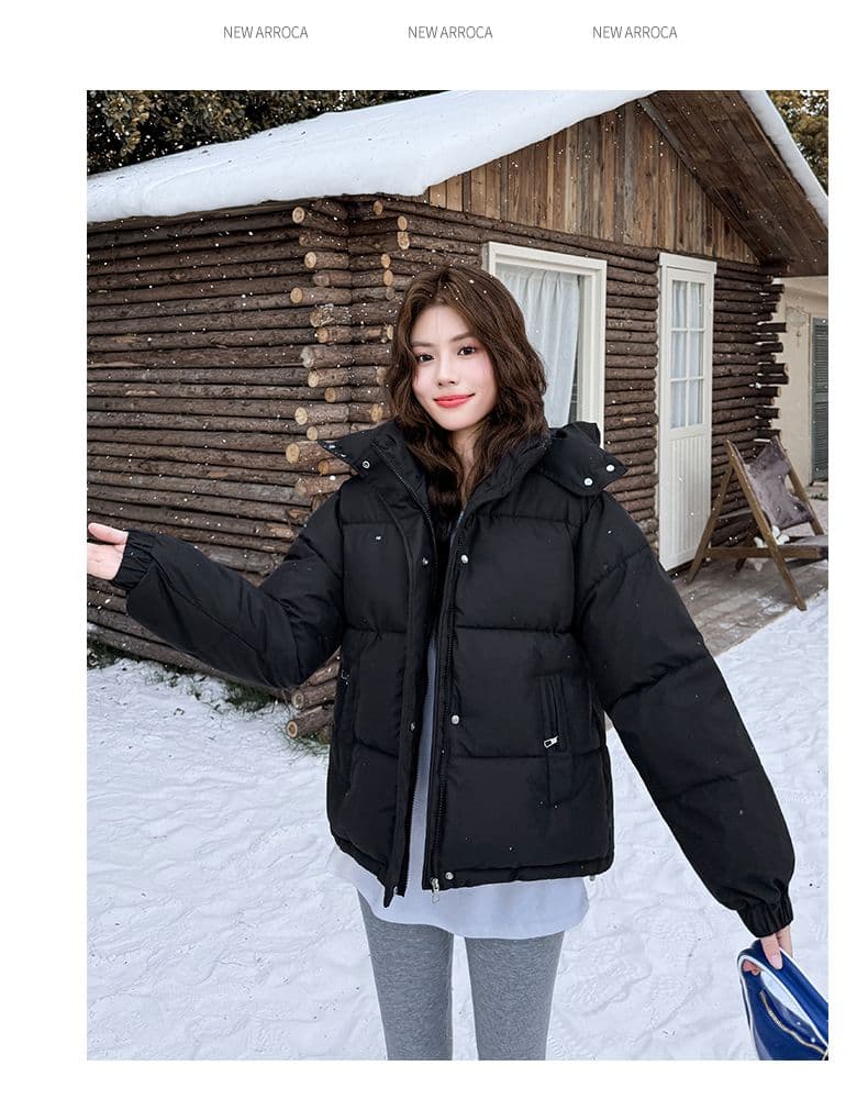 실사 빅 사이즈 면 의류 통통한 여동생 겨울 새로운 한국 스타일 루즈핏 두꺼운 패딩 재킷 작은 키 면 옷 상세 이미지 48