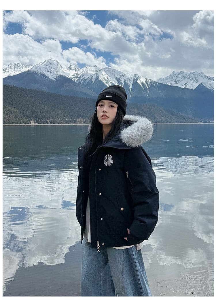실사 면 의류 여성 면 옷 2025 년 겨울 새로운 ins 큰 모피 칼라 한국 스타일 트렌디 목화 진딧물 재킷 트렌디 상세 이미지 22
