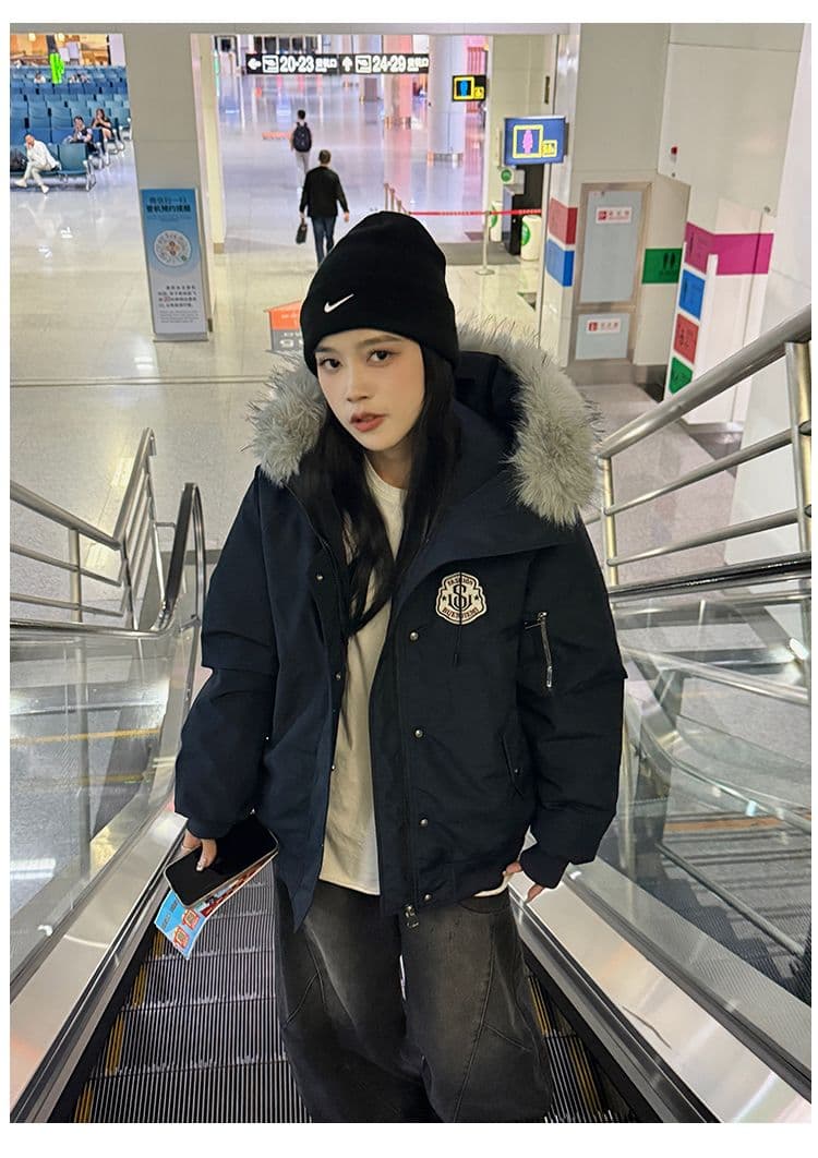 실사 면 의류 여성 면 옷 2025 년 겨울 새로운 ins 큰 모피 칼라 한국 스타일 트렌디 목화 진딧물 재킷 트렌디 상세 이미지 25